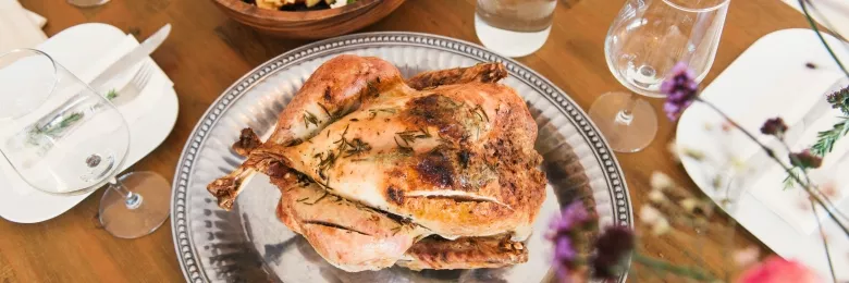 Cooked turkey on a table