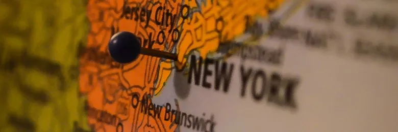 Map pin sticking in new york