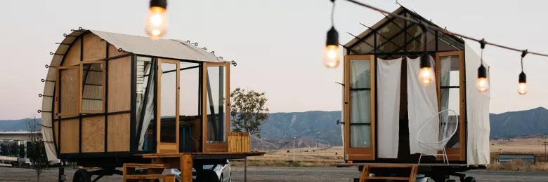 Tiny homes in a field